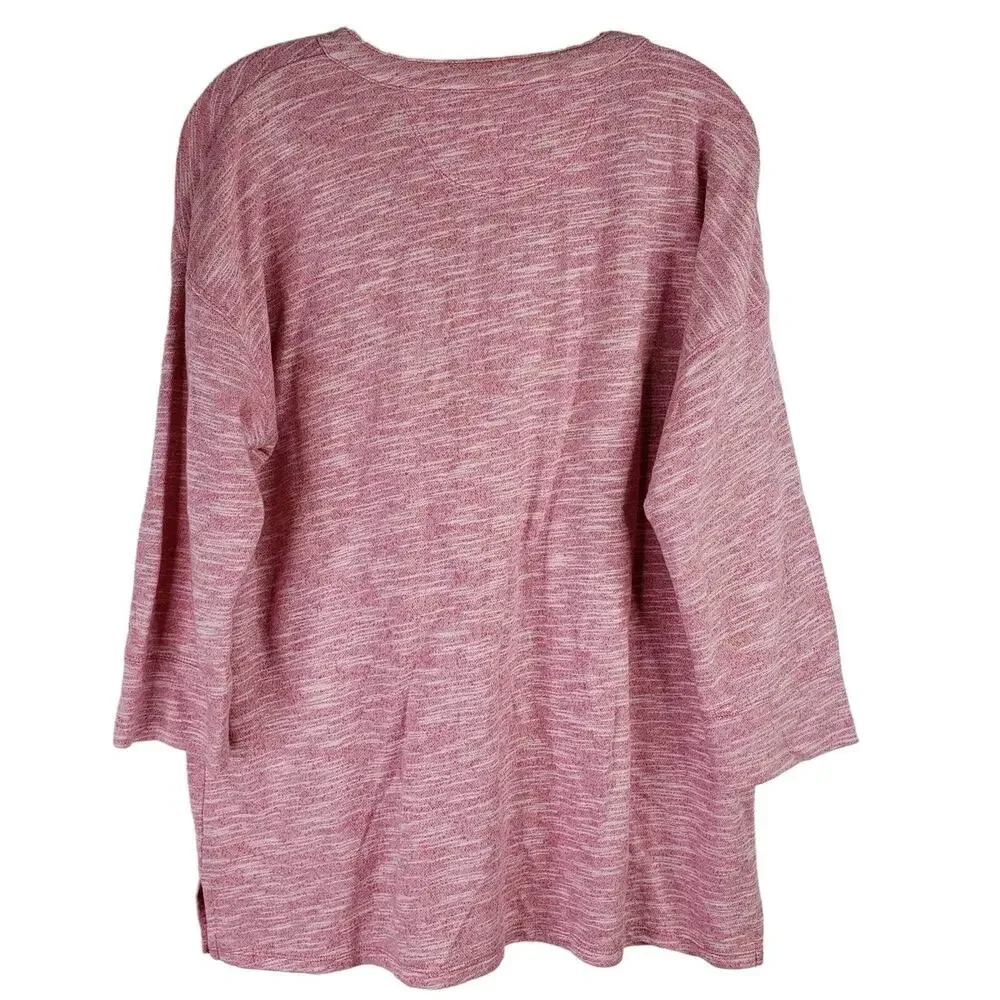 Talbots Sweatshirt Womens Size Large L Pullover Cotton Stretch Boxy Pink Red